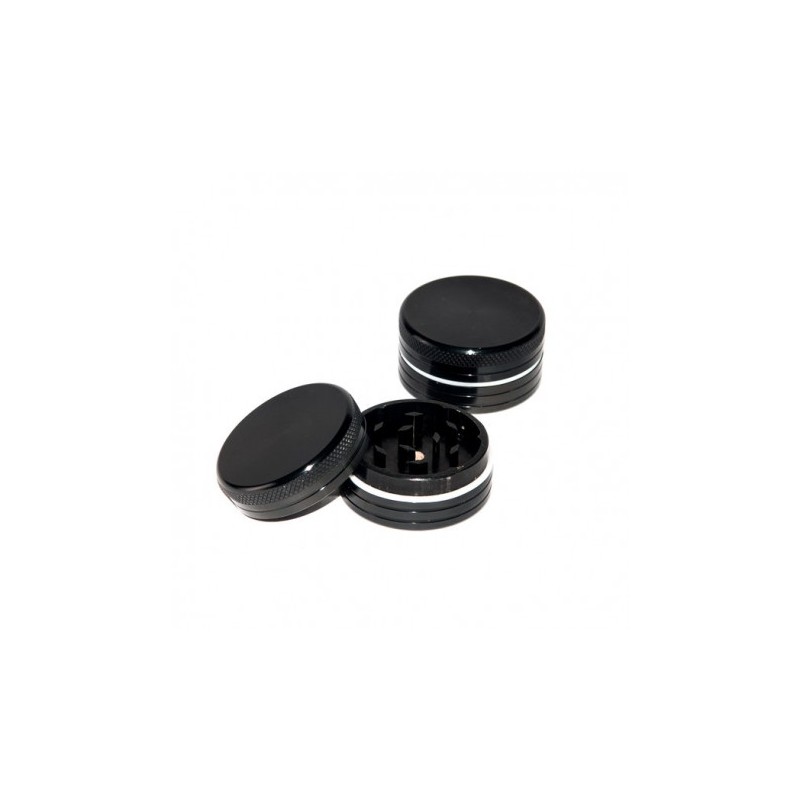 Wholesale for head shop black aluminium herb grinder 2 parts 50mm diameter