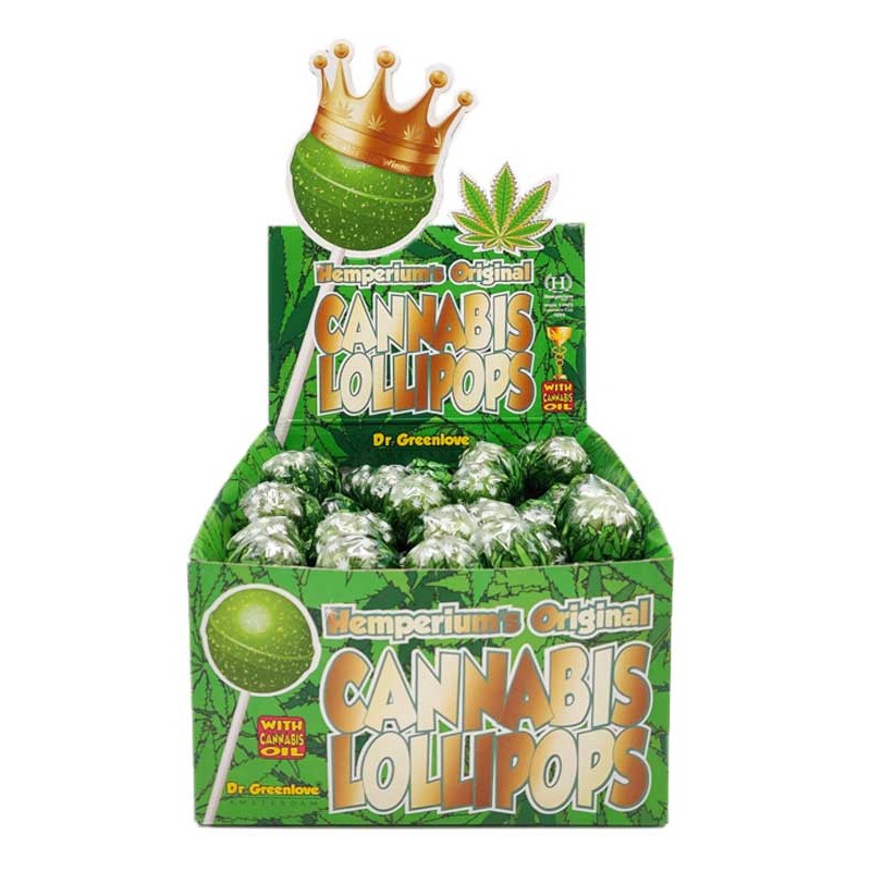 Dr Greenlove original cannabis flavour lollipops with bubblegum centre. For wholesale only