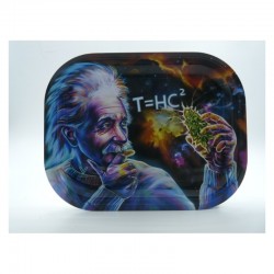 V-Syndiacte small metal rolling tray with Einstein Black hole design. Measures 18x14cm