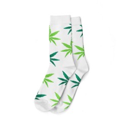 white and green cannabis pattern socks for wholesale