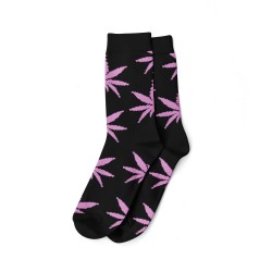black and pink cannabis leaf socks
