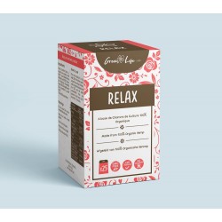 mycbd relax hemp tea made from organic hemp. Boox contains 25 teabags