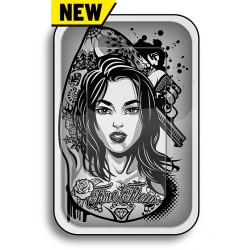 Tattoo Girl metal rolling tray for smokers
