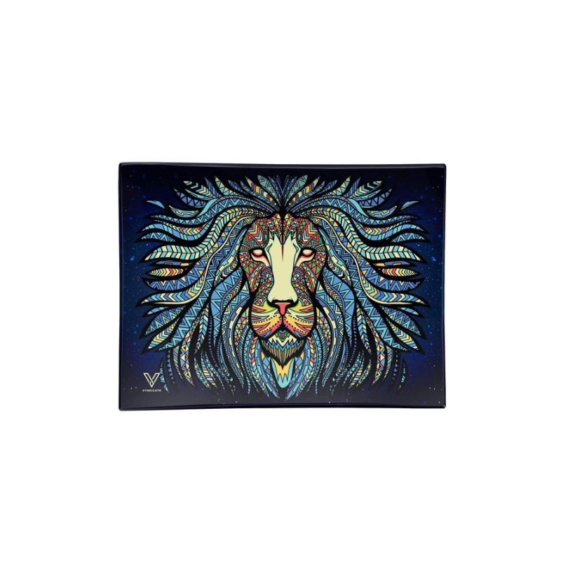 tribal lion design glass tray by v-syndicate