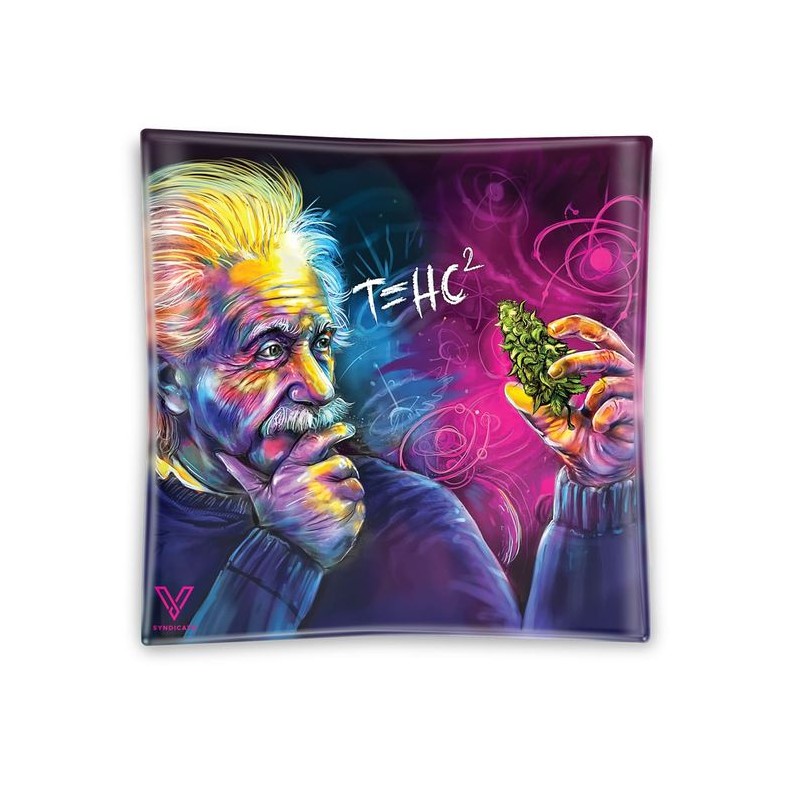 v-syndicate tempered glass ashtray einstein artwork available in wholesale to headshops, growshops, tabacco shops