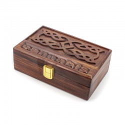 wooden box engraved with cannabis design for storing smoking articles. Wholesale
