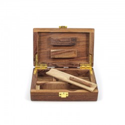 Wood Spliff box with compartments for storing smokers articles