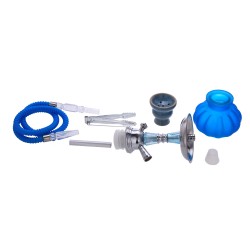 Shisha or Hookah mini 25cm blue glass base with on hose for wholesale
