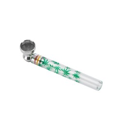 Wholesale Glass and Metal Smoking Pipe with Cannabis Leaves Design by Champhigh