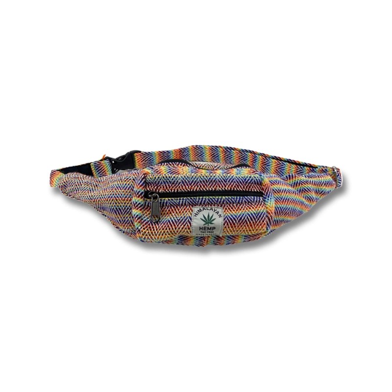 Hand made Himalayan bum bag rainbow colours