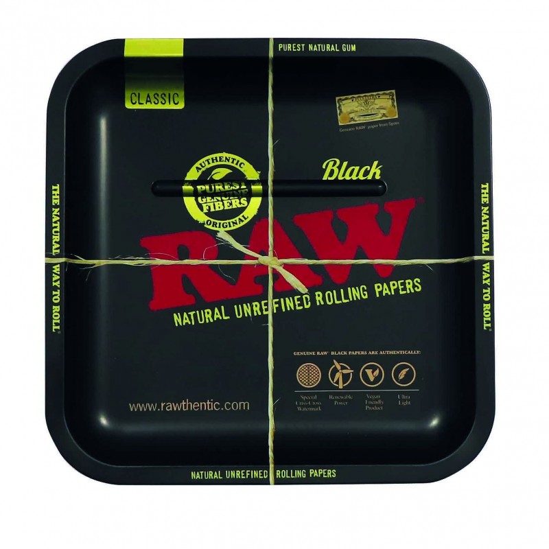 Raw square shape rolling tray - black for wholesale