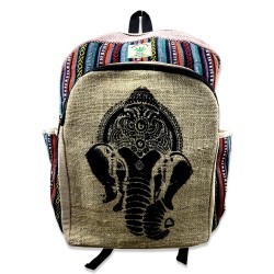 Himalayan Hemp Backpack Hand made in Nepal. Elephant design