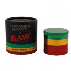 Hammercraft x Raw Grinder Erba Alluminio 4 Parti Rasta 50mm - Ingrosso