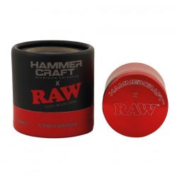 Raw x Hammercraft Red Aluminium Herb Grinder 50mm Small size 4 Parts for Wholesale