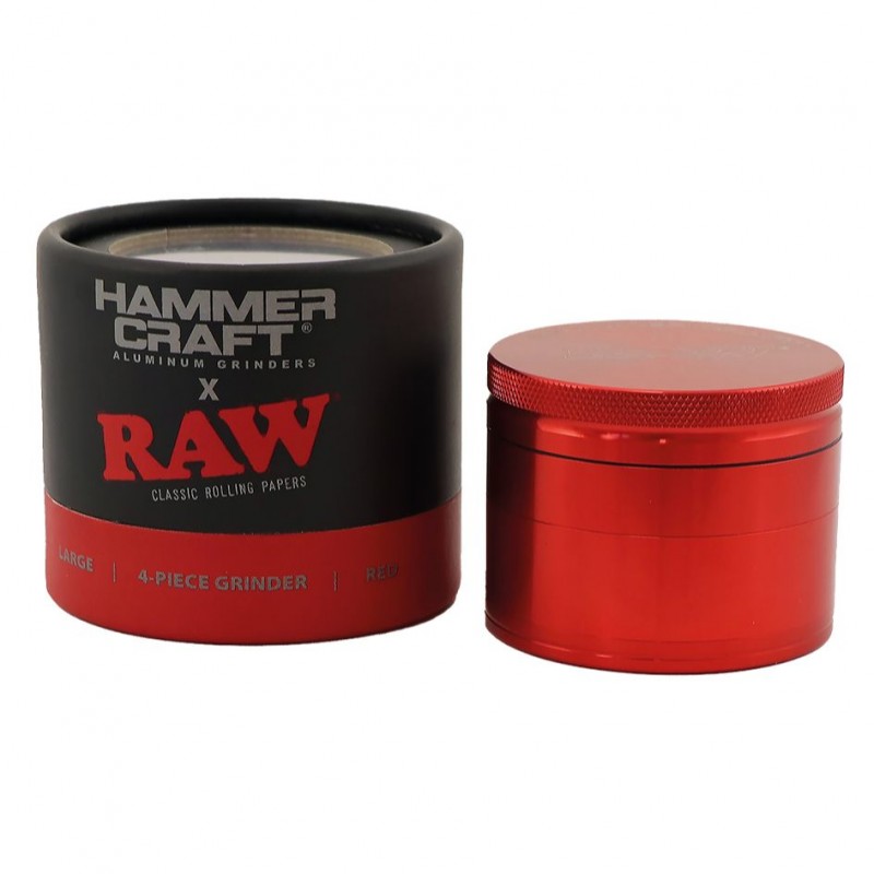 Raw Hammercraft Red Large Aluminium Herb Grinder 63mm Wholesale