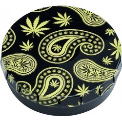 Wholesale click-clack tin box with paisley cannabis design