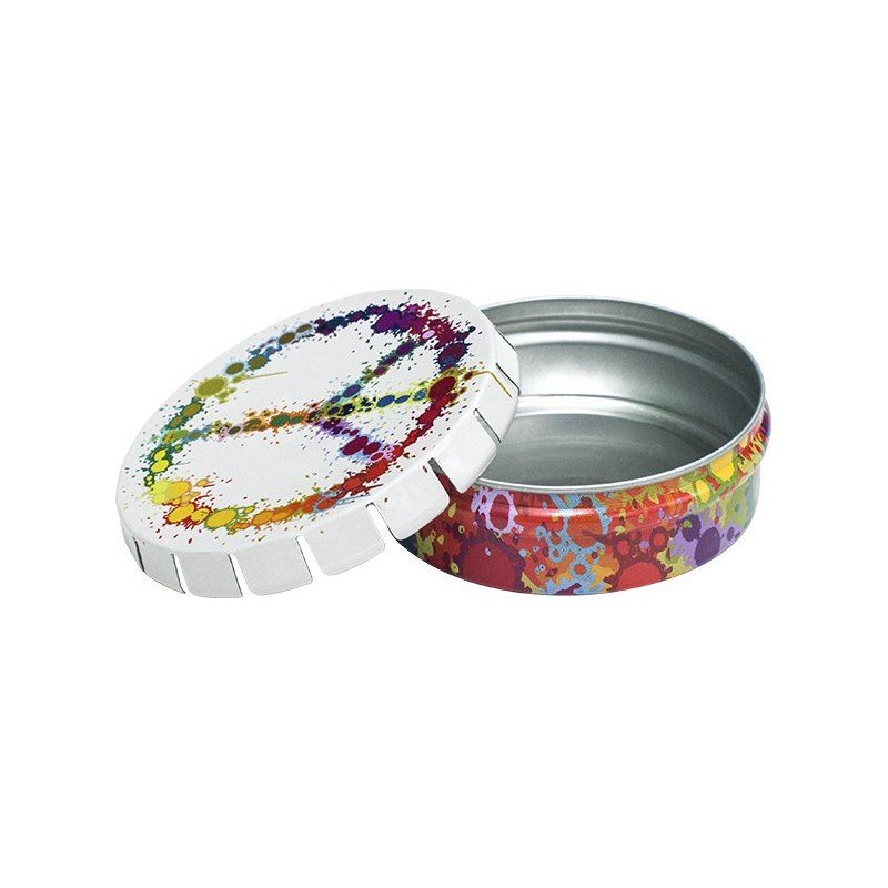Click-clack Metal tin Pop box with Peace Sign Wholesale
