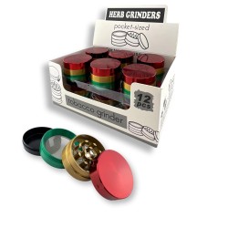 Metal Rasta Coloured Easy-grip Herb Grinder 40mm 4 Parts - Display of 12 for wholesale
