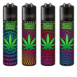 Wholesale clipper lighters - Trippy leaves - Display of 48 lighters
